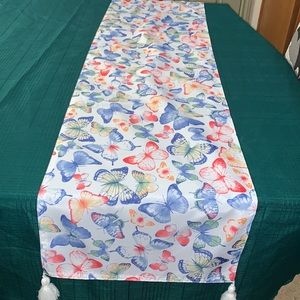 The Spring Shop Butterflies Table Runner Size 13” X 72” butterflies/ Blue New